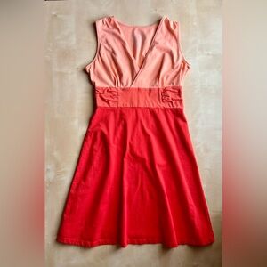 Patagonia Margot A-Line Dress Organic Cotton Blend Peach Orange Red Colorblock